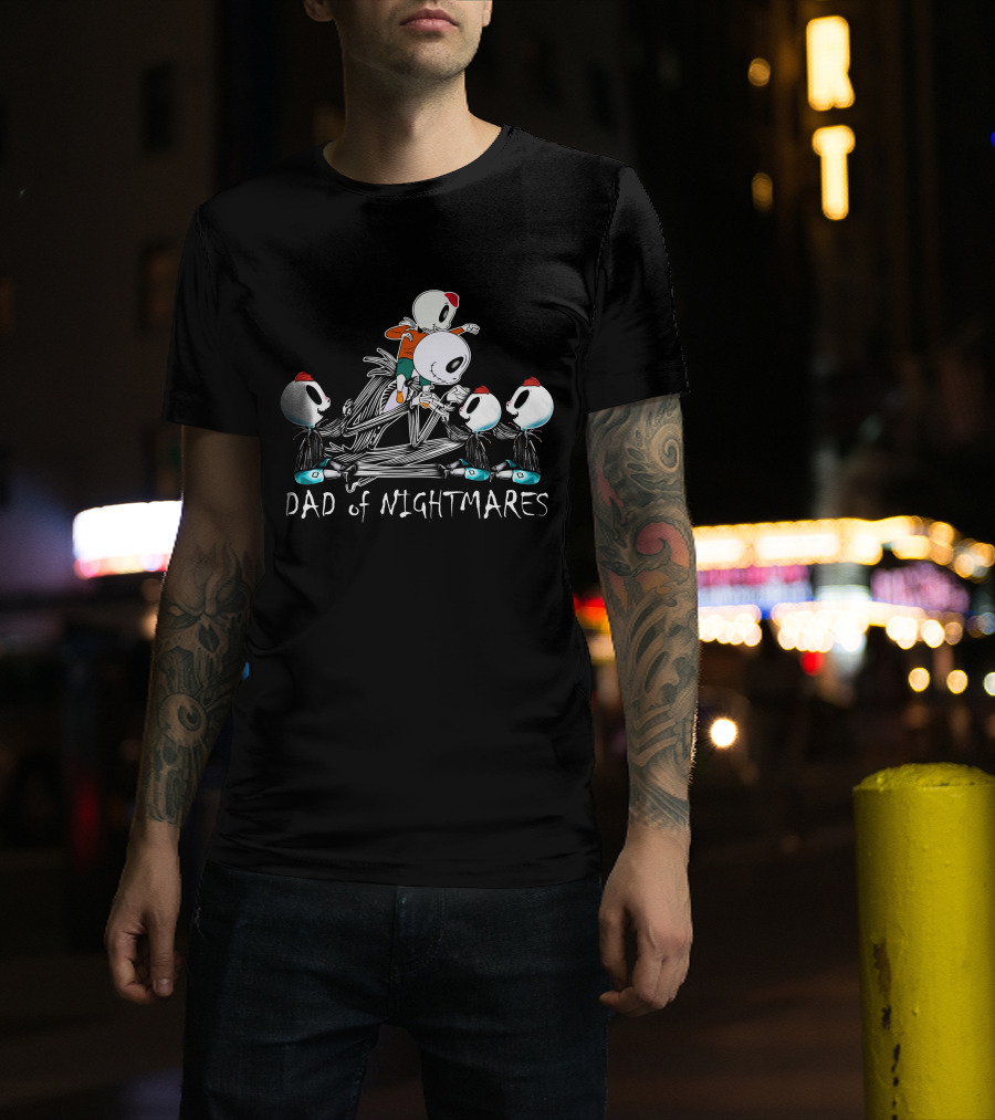 Dad Of Nightmares With Four Skull Characters T-Shirt