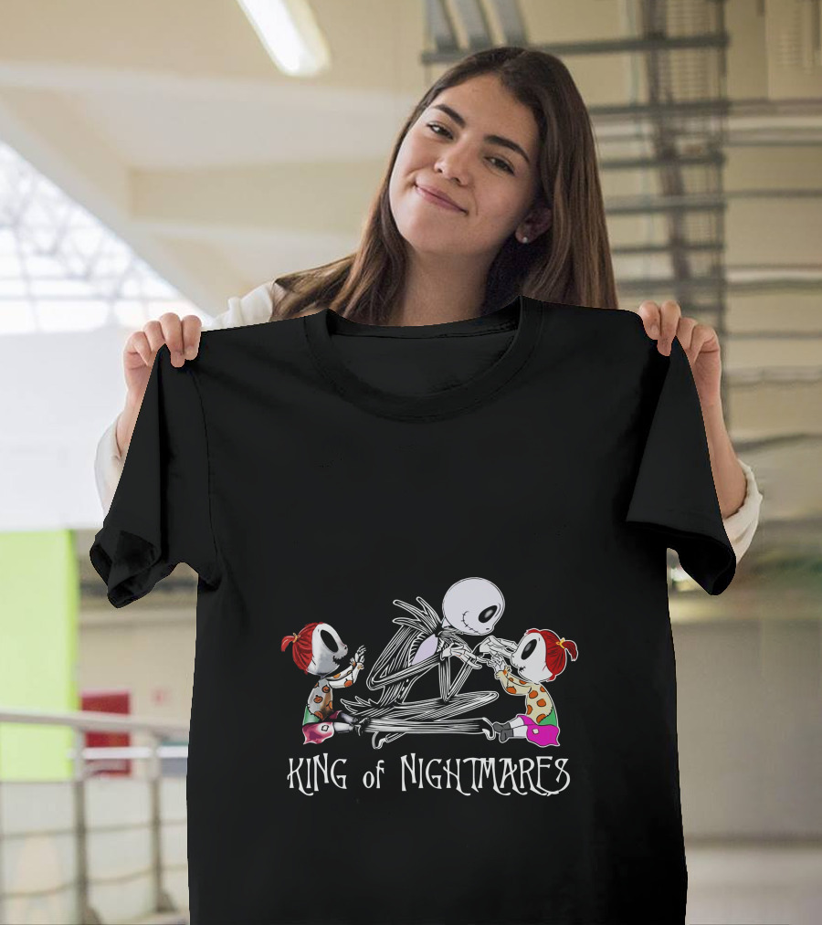 King Of Nightmares With Two Girls And Skeleton Character T-Shirt