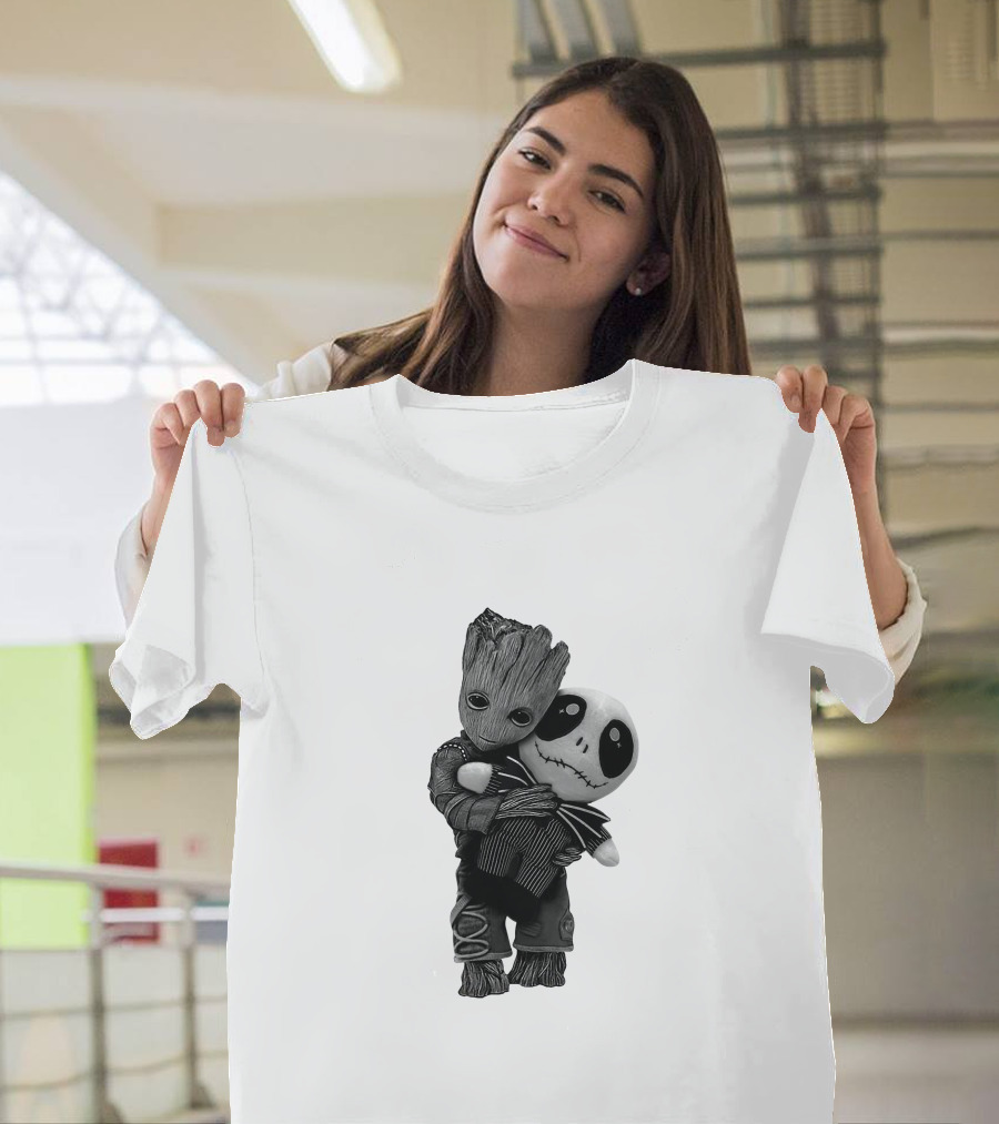 Hello My Old Friend Groot And Jack Skellington Hug T-Shirt