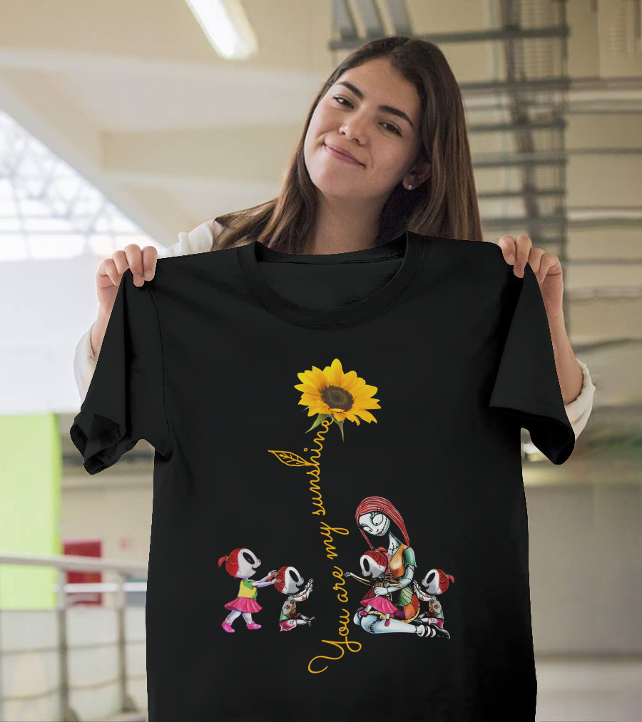 You Are My Sunshine Sunflower with 4 Girls and Stylized Character Hugging T-Shirt