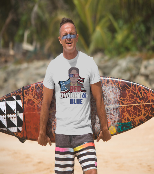 Dwight Red White And Blue Glasses American Flag T-Shirt