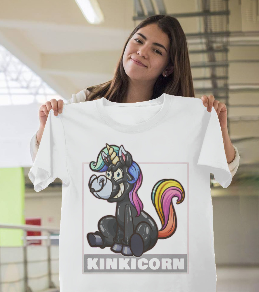 Kinkicorn Watts the Safeword Rainbow Unicorn Character T-Shirt