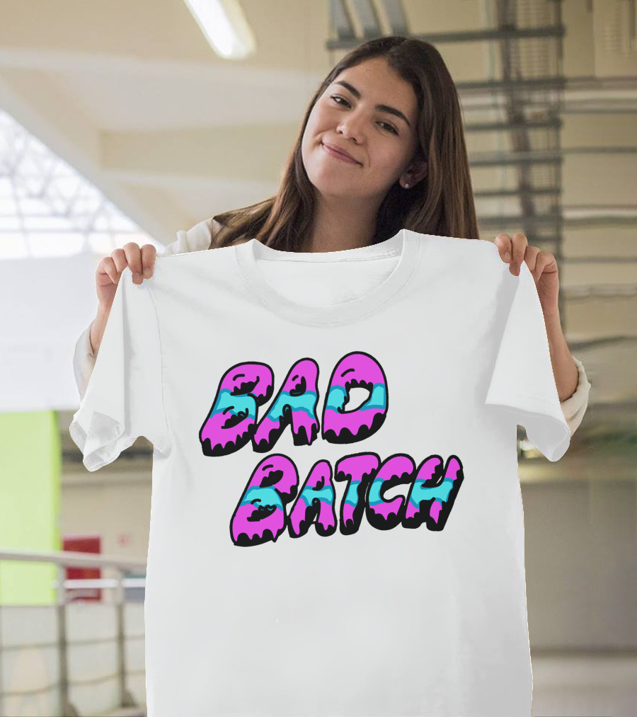 Bad Batch Dripping Pink And Blue Text T-Shirt