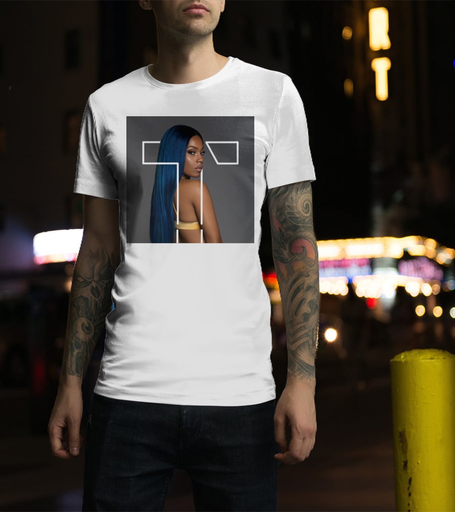Terilisha T Silhouette Overlay With Blue Hair T-Shirt