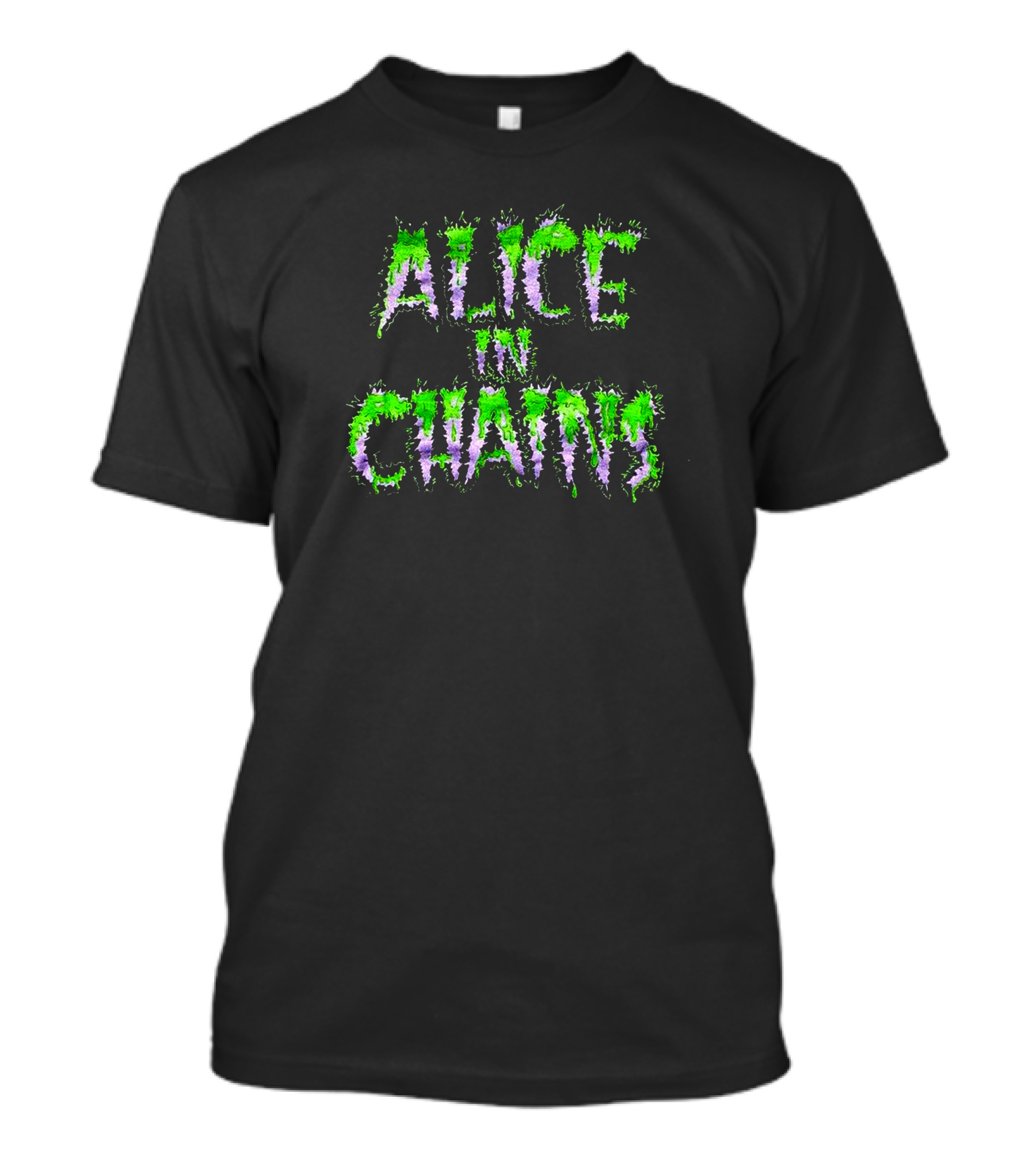 Alice In Chains Grunge Psychedelic Green And Purple Text T-Shirt
