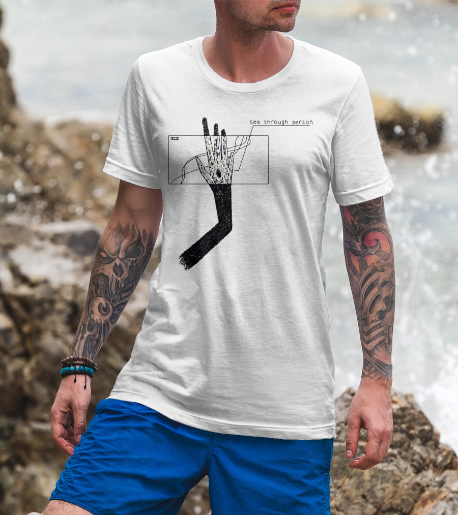 See Through Person Hand Illustration With Void Design And Abstract Lines T-Shirt