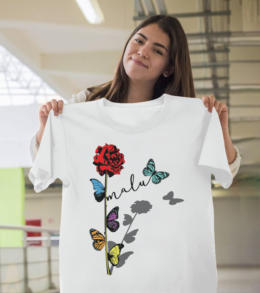 Malu Red Rose Butterflies T-Shirt