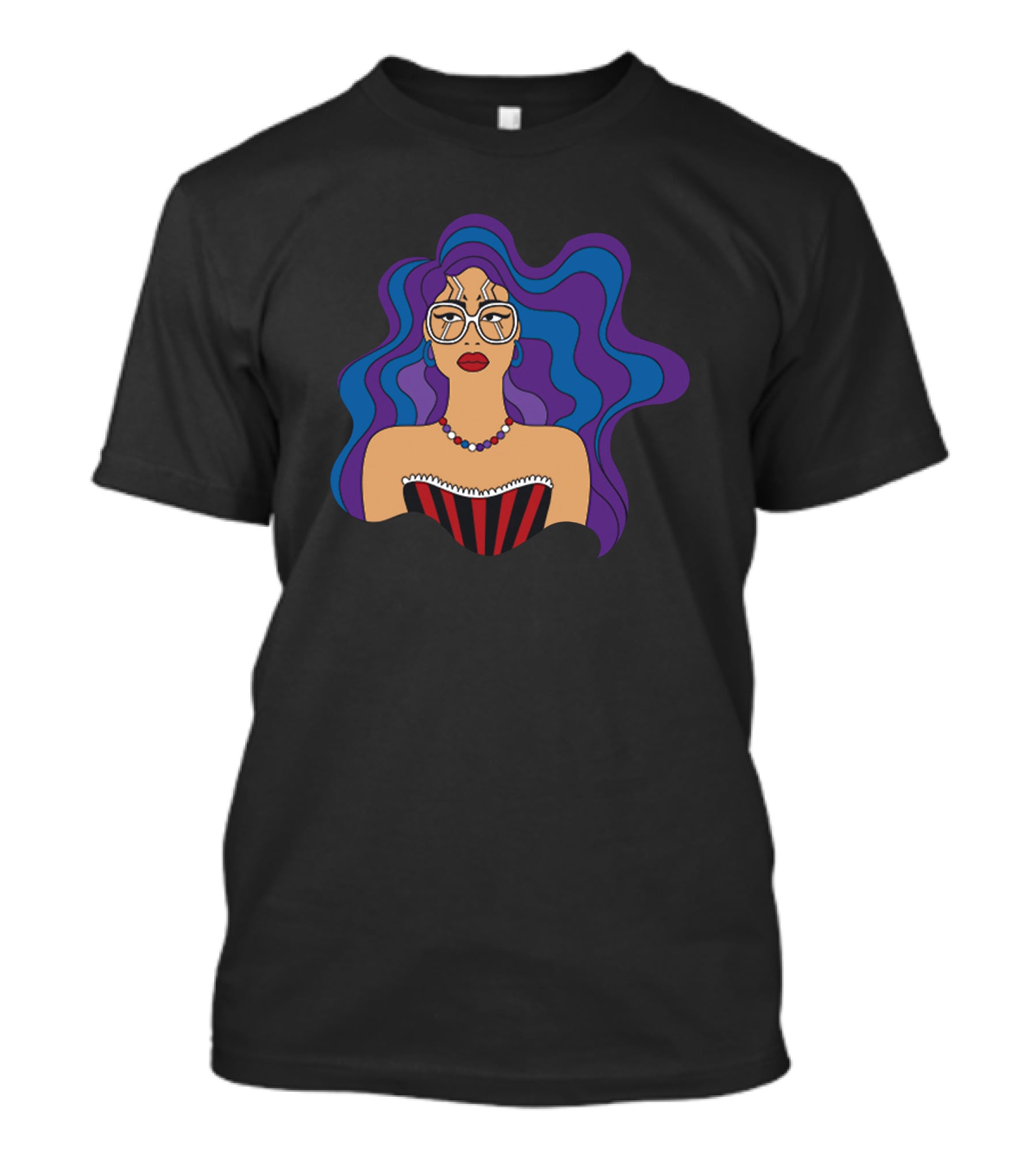 Milagros Merch Bold Glasses Vibrant Hair T-Shirt