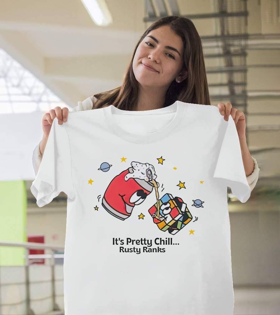 It's Pretty Chill Rusty Ranks Friday Beers Merch Rubik's Cube Planets Stars T-Shirt