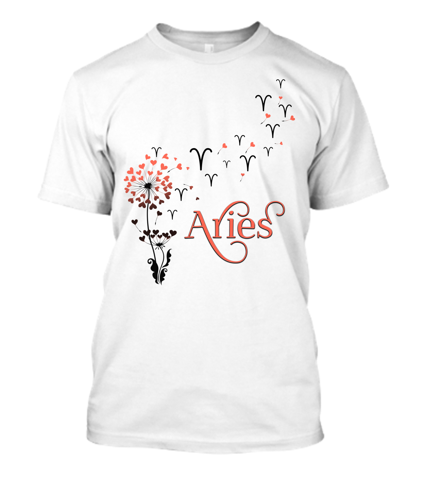 Aries Floral Symbol With Zodiac Motif T-Shirt