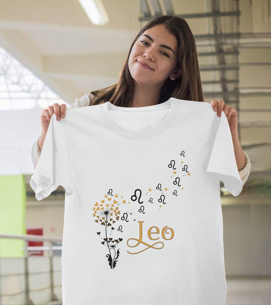 Leo Zodiac Symbol Dandelion Blossoms T-Shirt