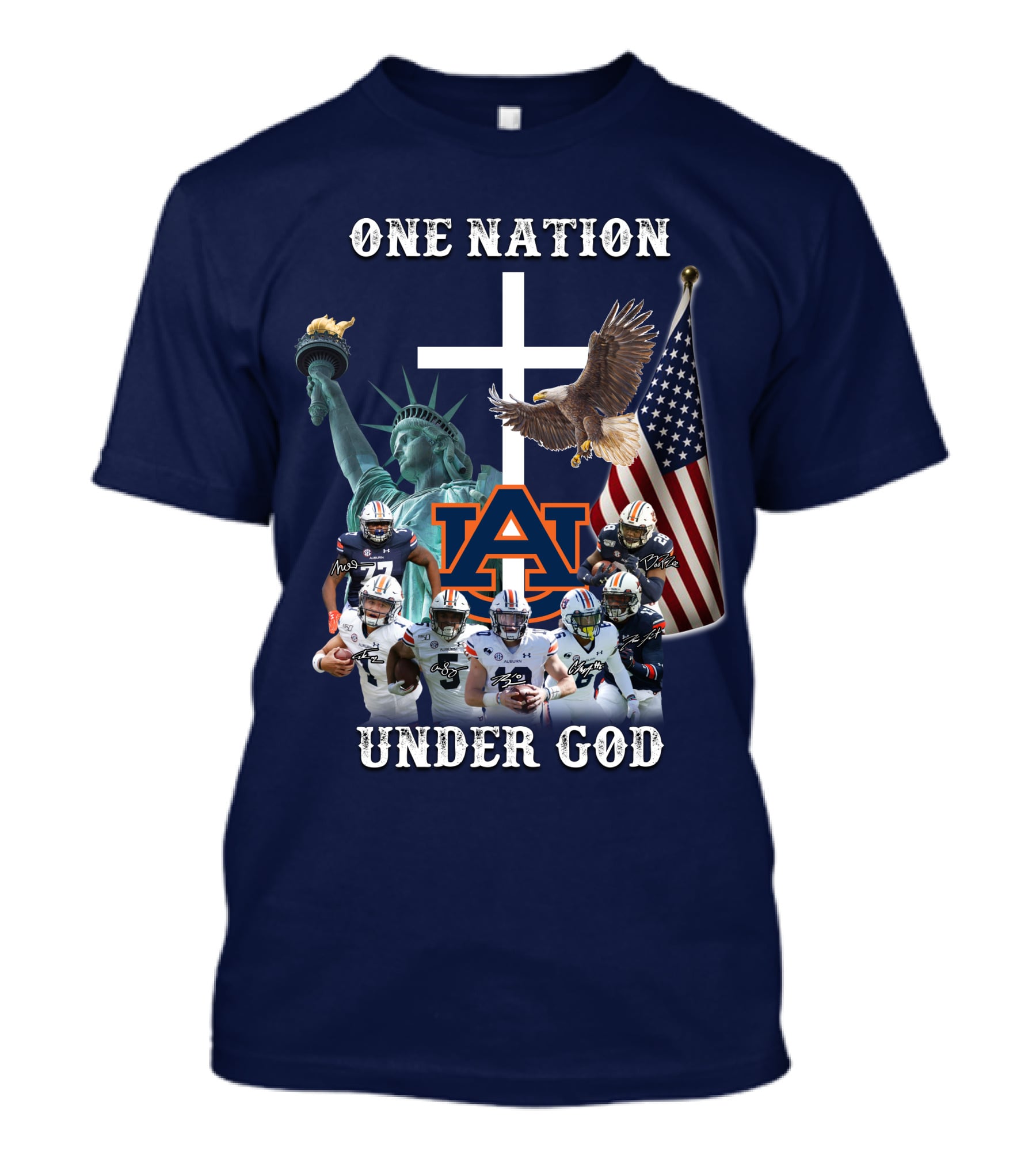 One Nation Under God AU Team With Liberty Cross And Flag T-Shirt