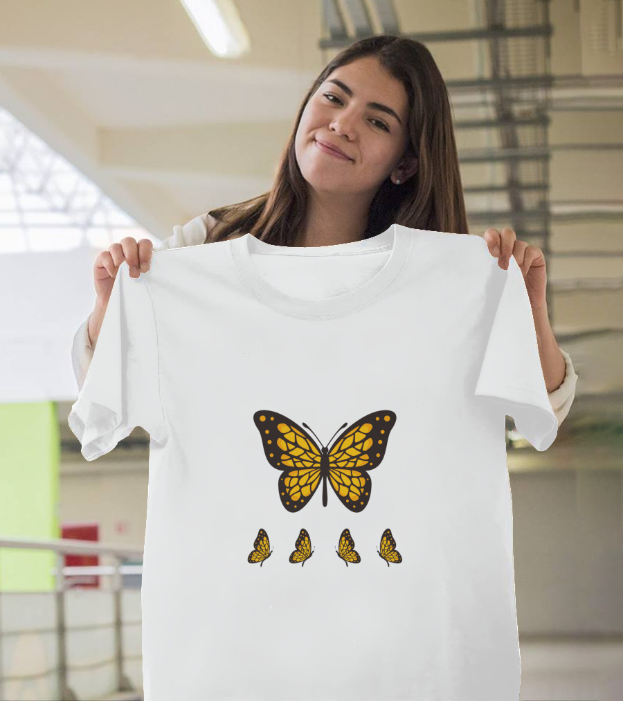 Yellow Butterfly Monarch Design Collection T-Shirt