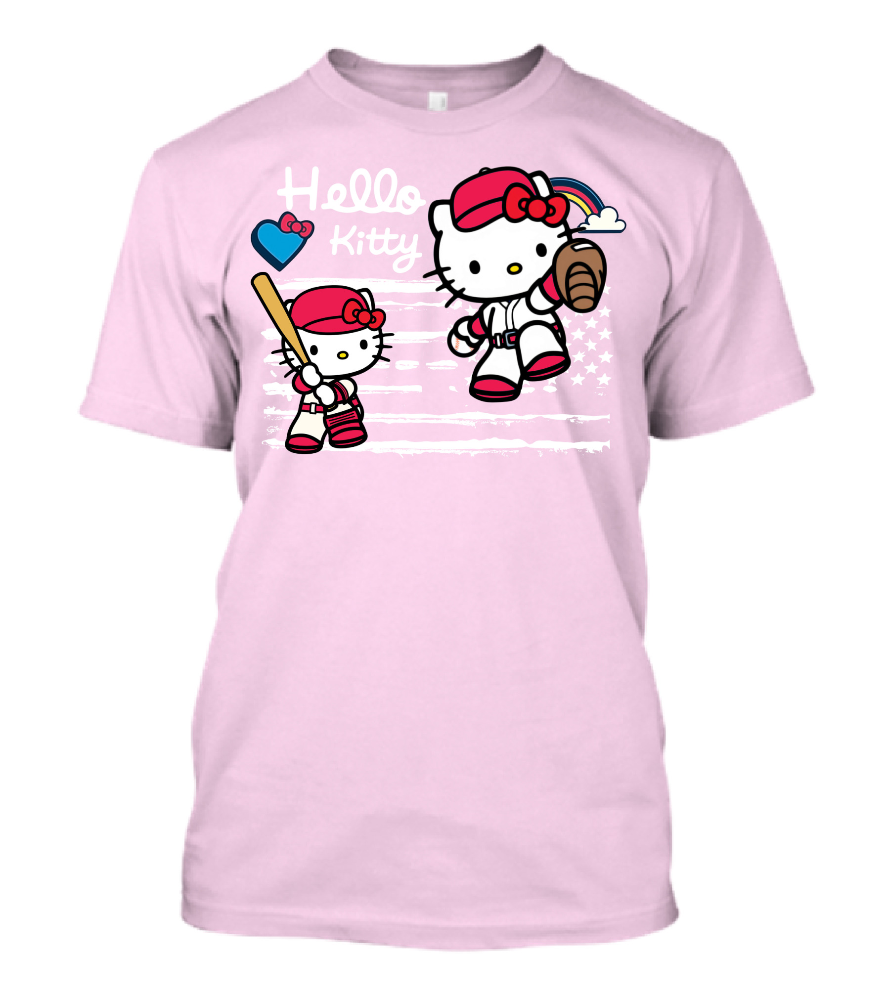 Hello Kitty Baseball American Flag Theme For Fans T-Shirt