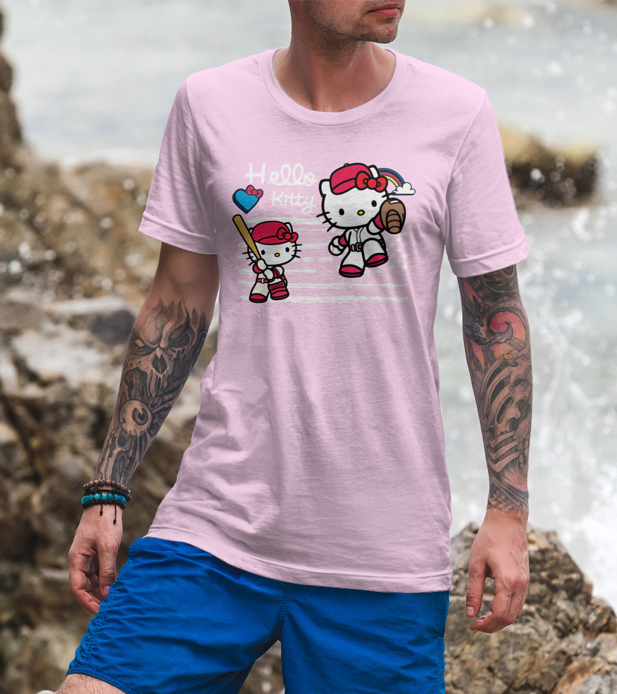 Hello Kitty Baseball American Flag Theme For Fans T-Shirt