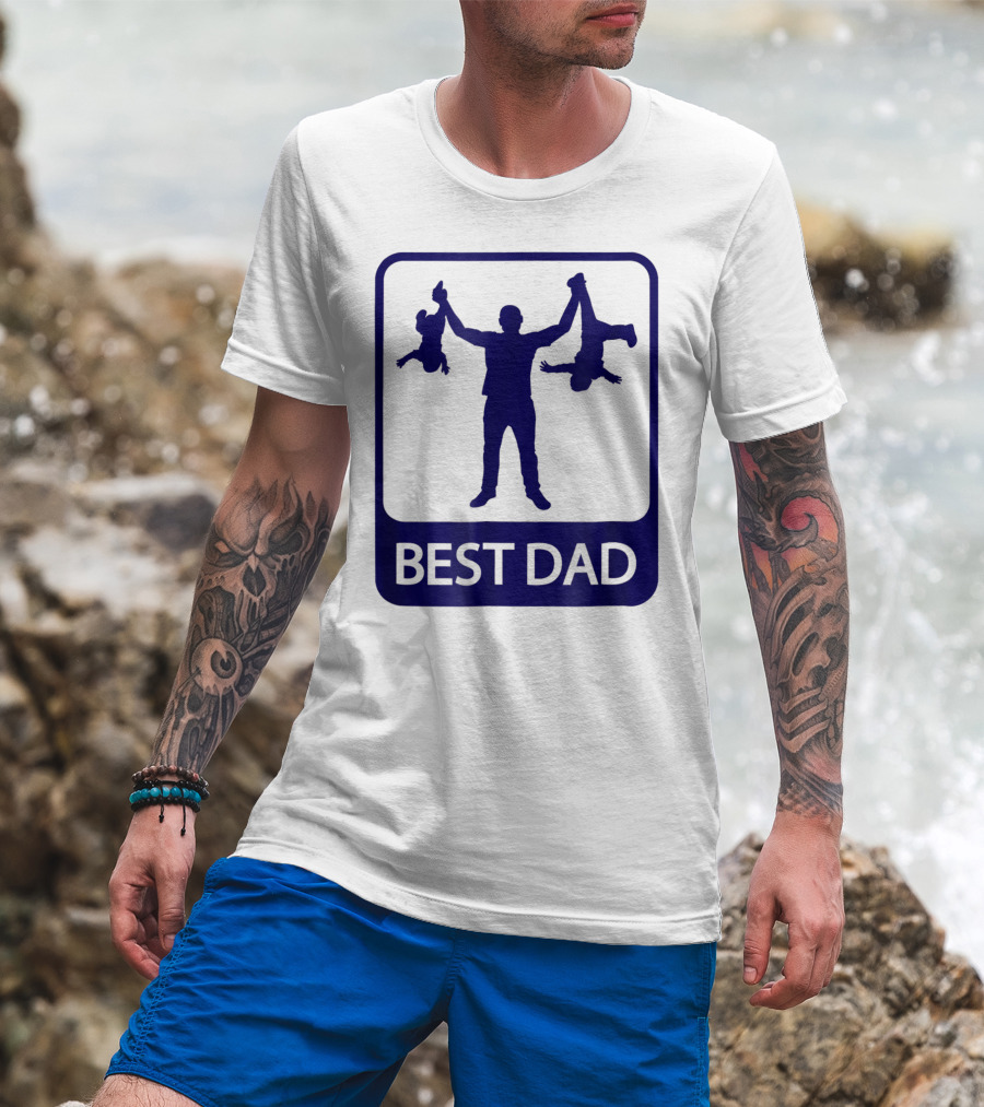 Best Dad Silhouette Holding Kids Playfully T-Shirt