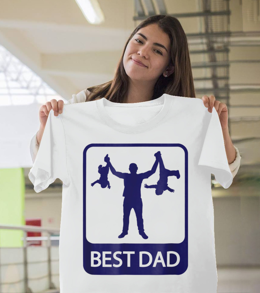 Best Dad Silhouette Holding Kids Playfully T-Shirt
