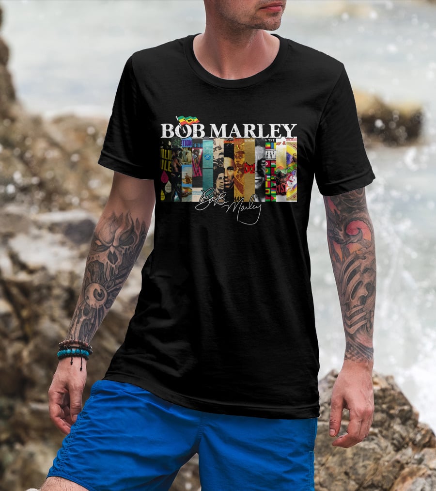 Bob Marley Album Covers Collage Signature T-Shirt