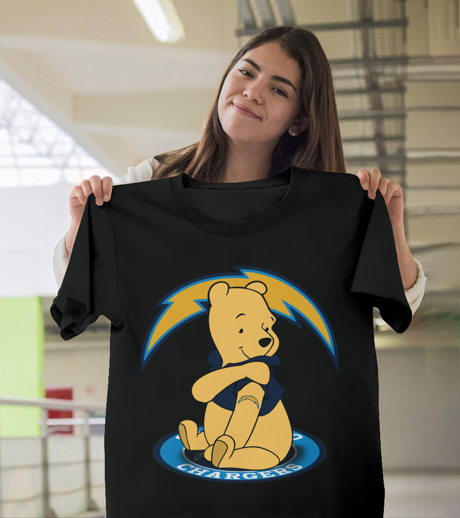 Pooh Chargers Crossover With NFL Lightning T-Shirt