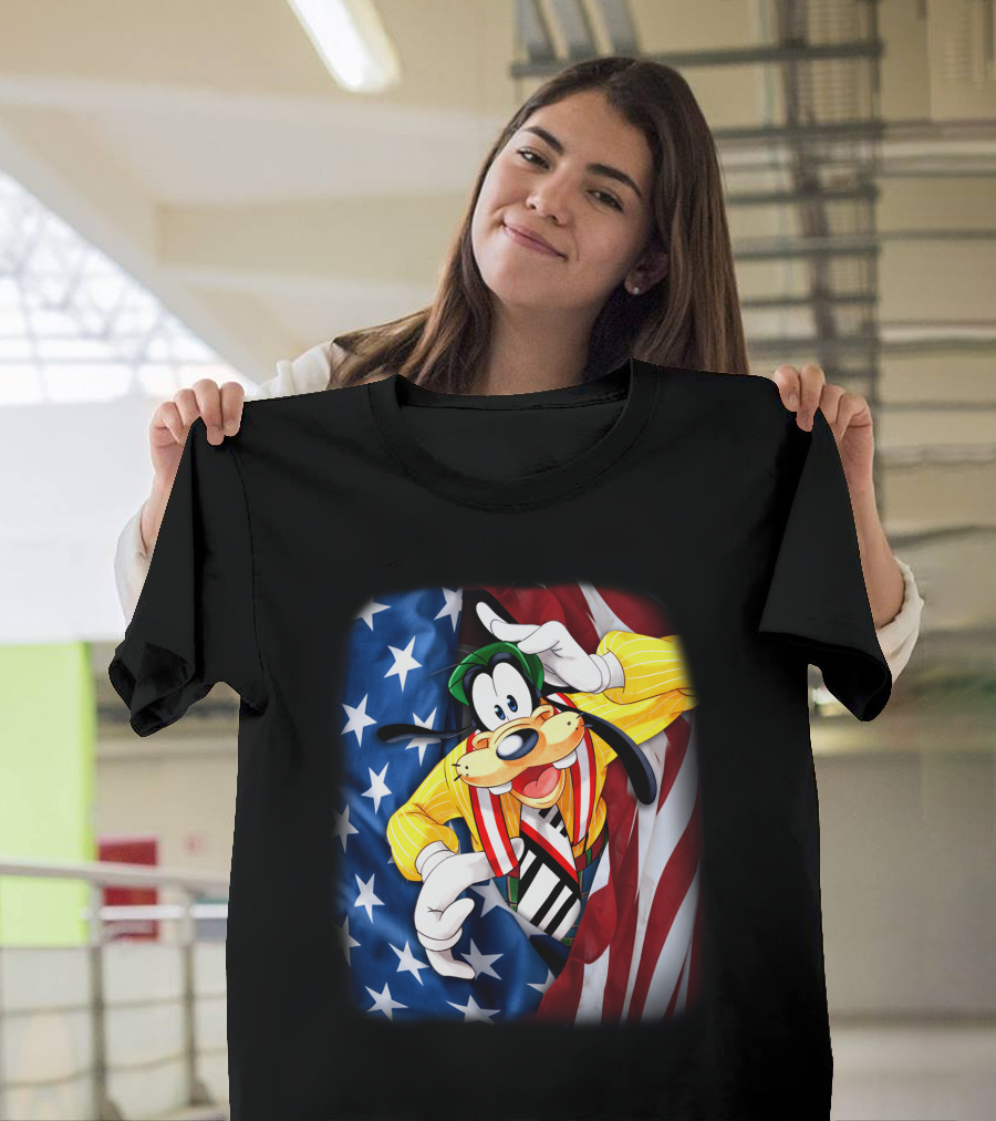 Goofy Popping Patriotic American Flag 4th of July T-Shirt