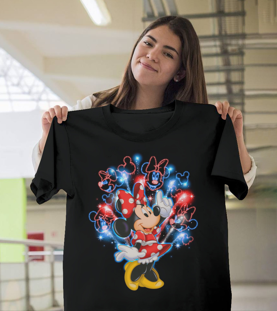 Minnie Mouse Red And Blue Firework T-Shirt