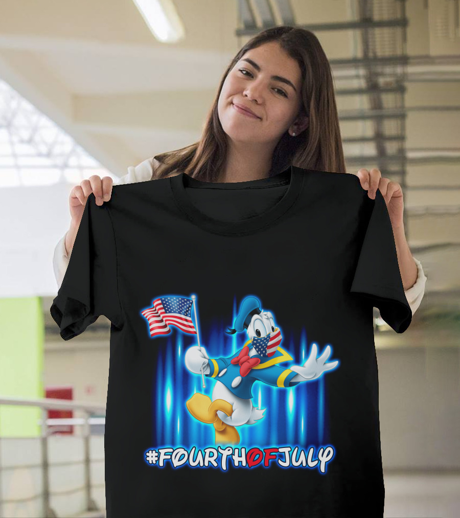 FOURTHOFJULY Donald Duck with American Flag T-Shirt
