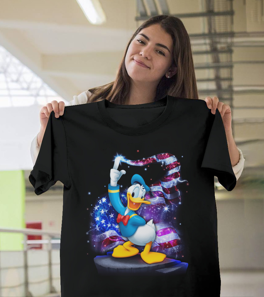 Donald Bling Patriotic July Celebration with Sparkling American Flag T-Shirt
