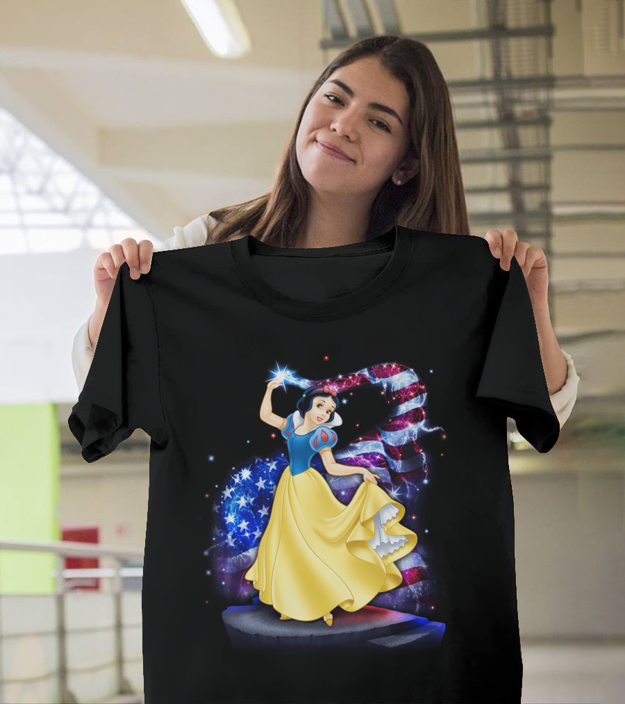 Snow White American Flag Bling July T-Shirt