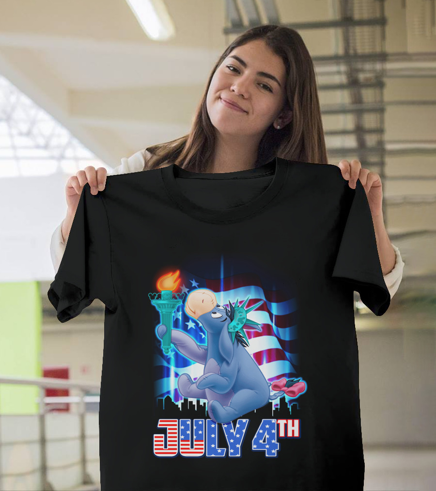 JULY 4th Eeyore Statue of Liberty Torch American Flag T-Shirt