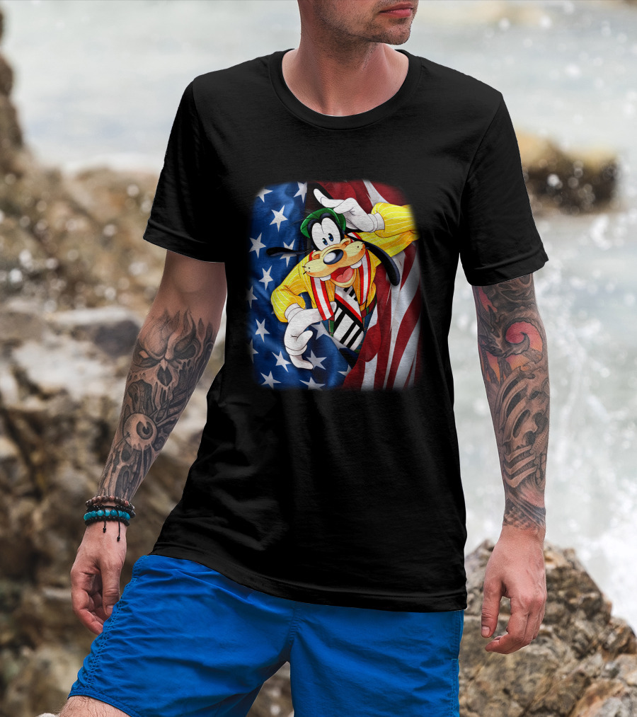 Goofy American Flag Fourth Of July T-Shirt