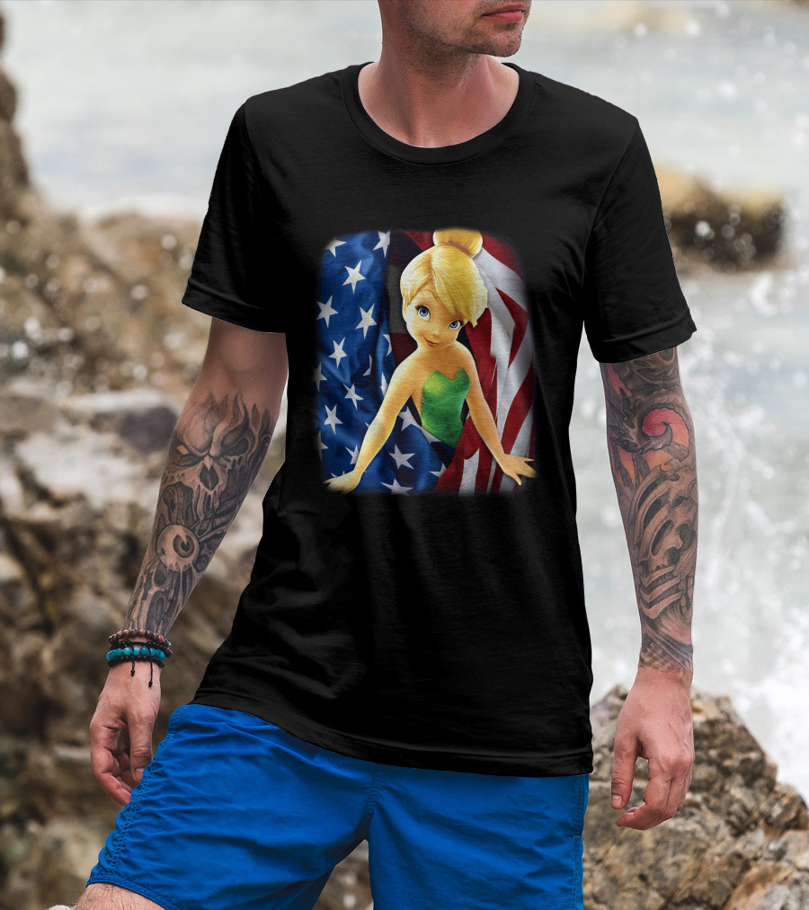 Tinkerbell American Flag Fourth Of July T-Shirt