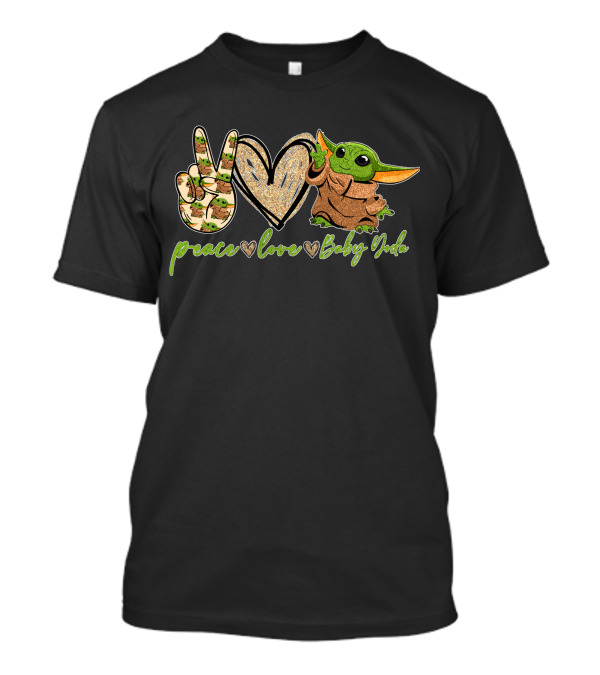 Peace Heart Hand Sign Green Creature Baby Yoda T-Shirt