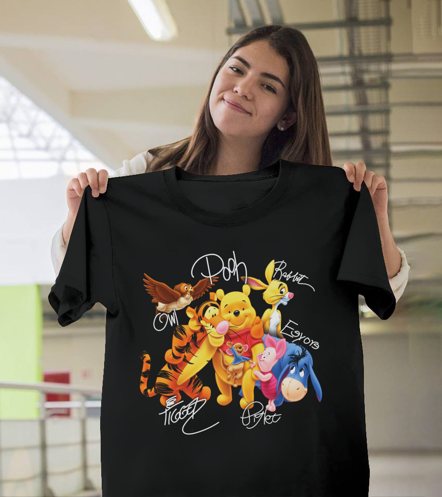 Pooh Tigger Piglet Eeyore Rabbit Owl Signature T-Shirt