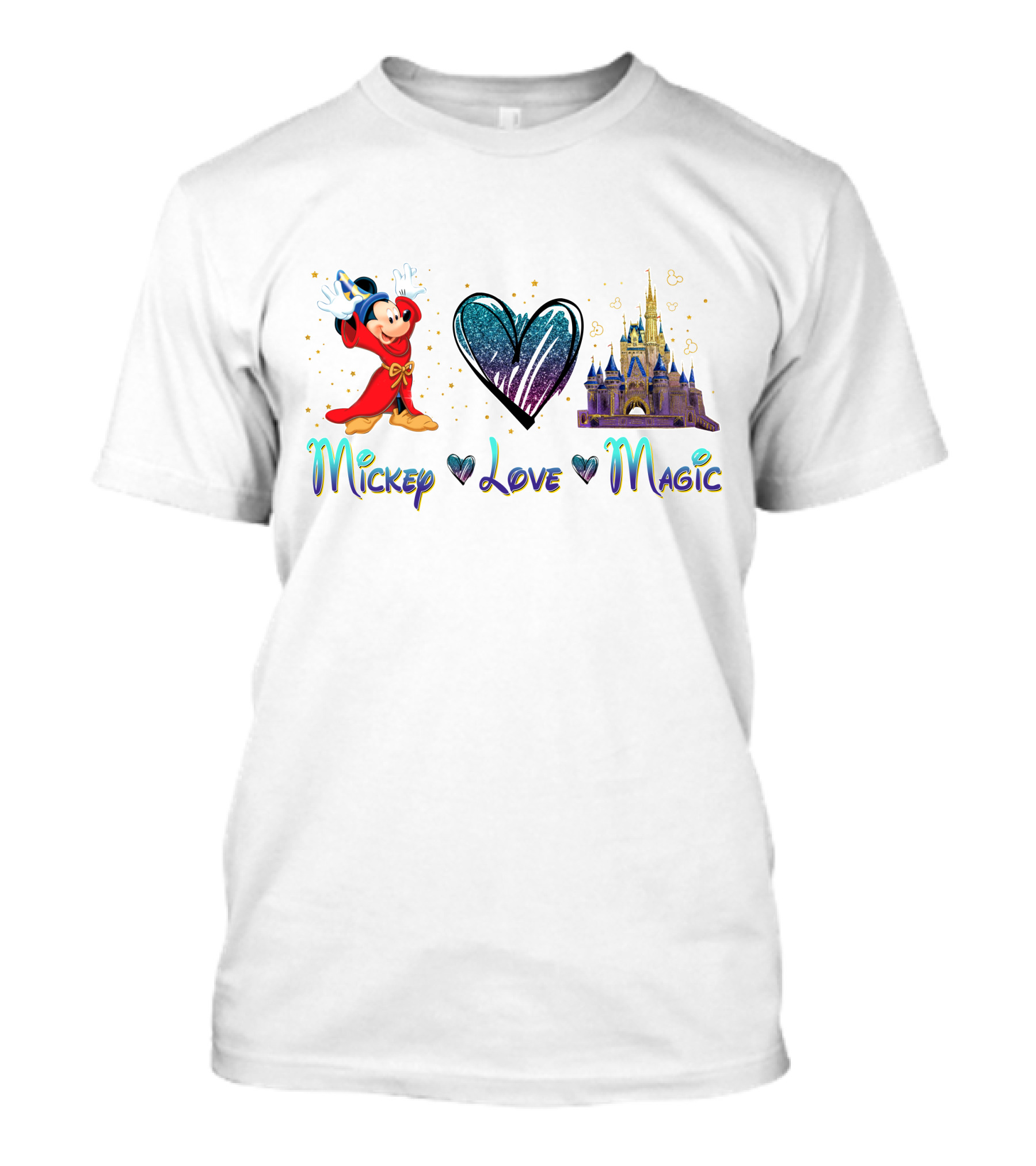 Mickey Love Magic Sorcerer Heart Castle T-Shirt