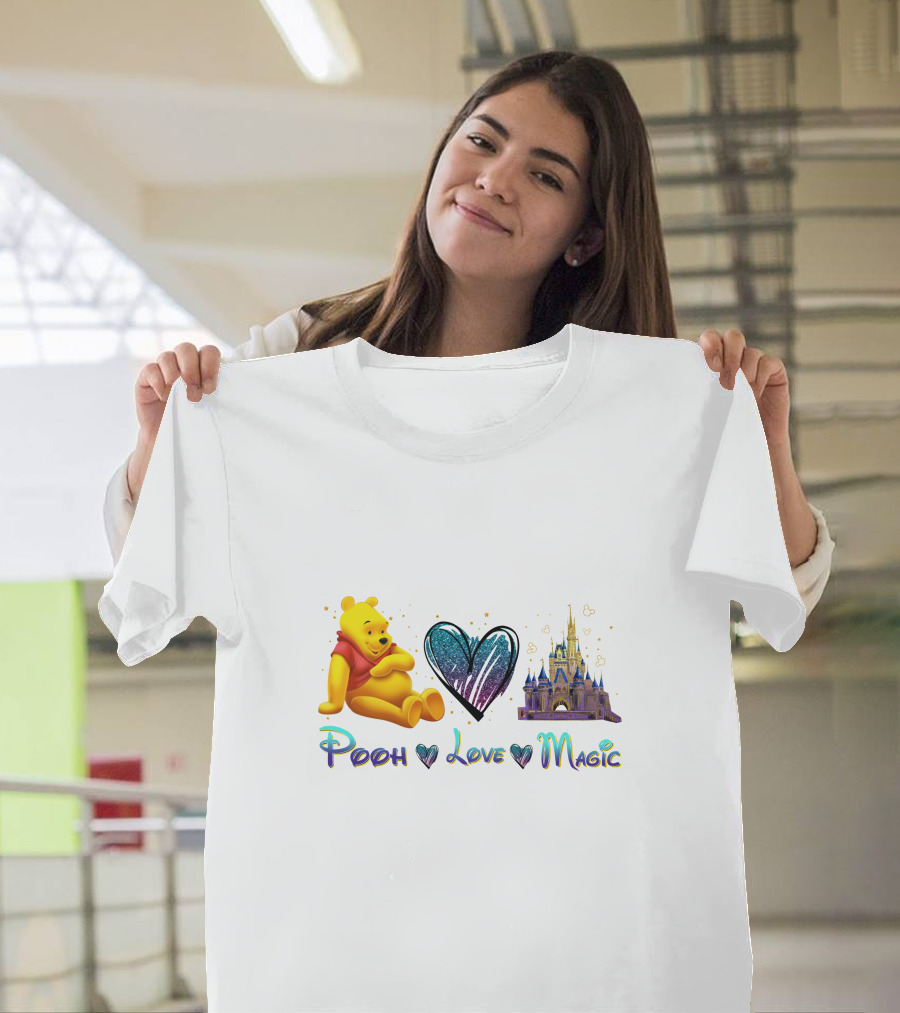 Pooh Love Magic Heart Castle Fantasy T-Shirt