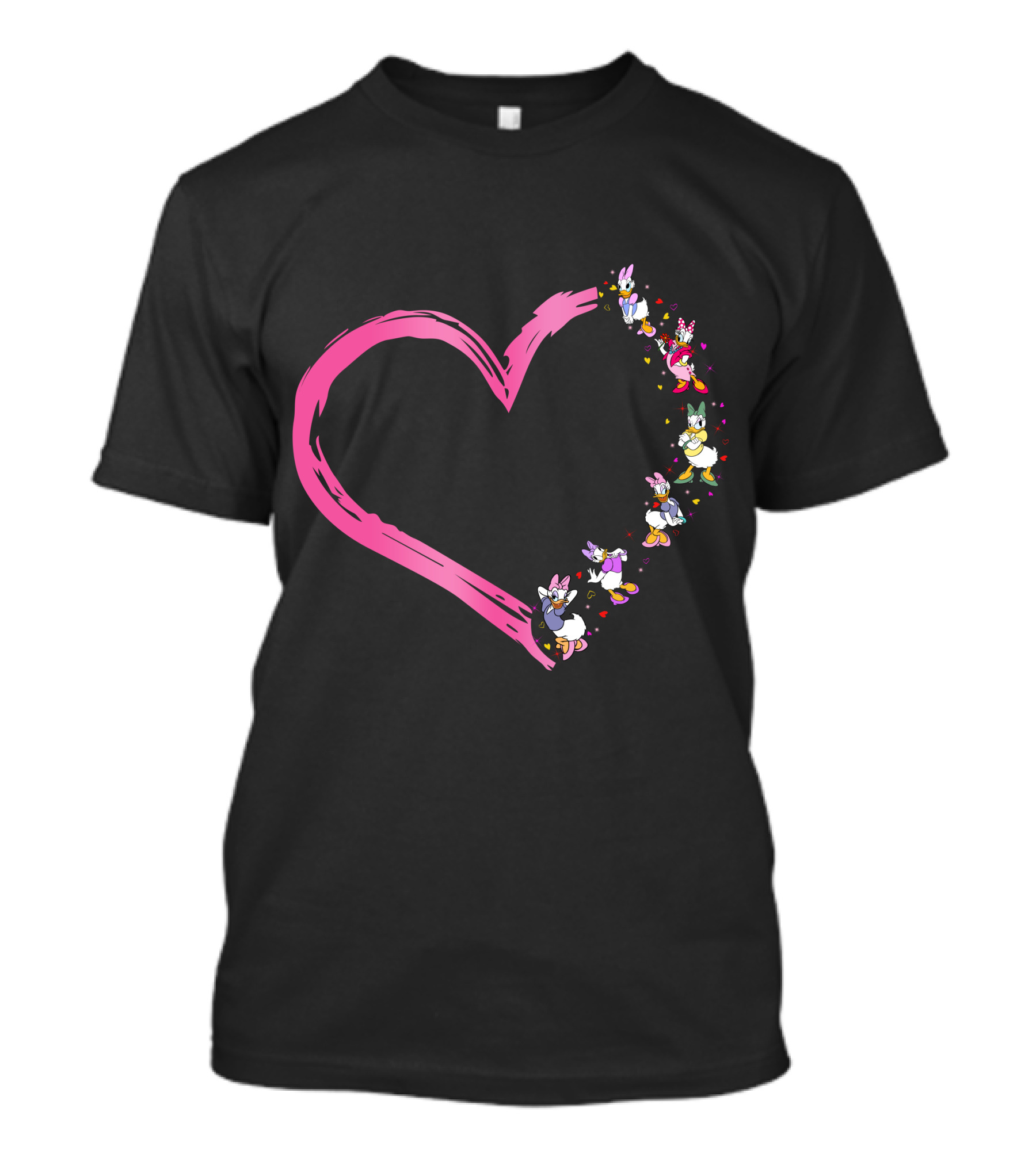 Daisy Heart Character Outline With Pastel Pink Brushstroke T-Shirt
