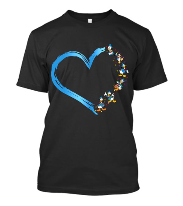 Donald Heart Blue Brushstroke Character Sequence T-Shirt