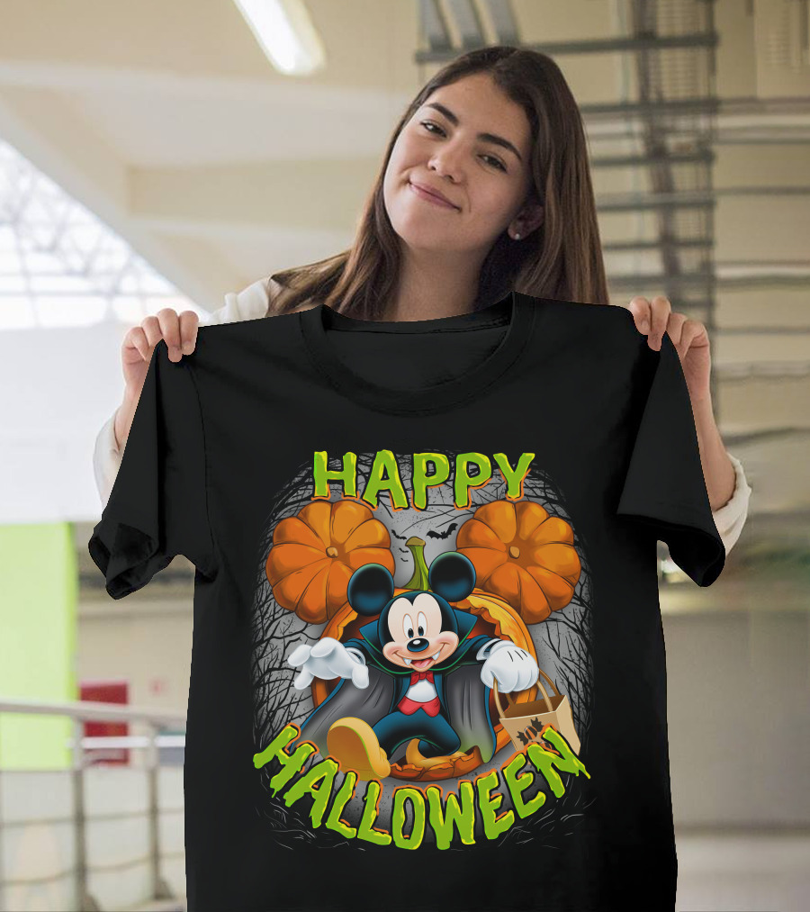 Happy Halloween Mickey Pumpkin Trick-or-Treating T-Shirt