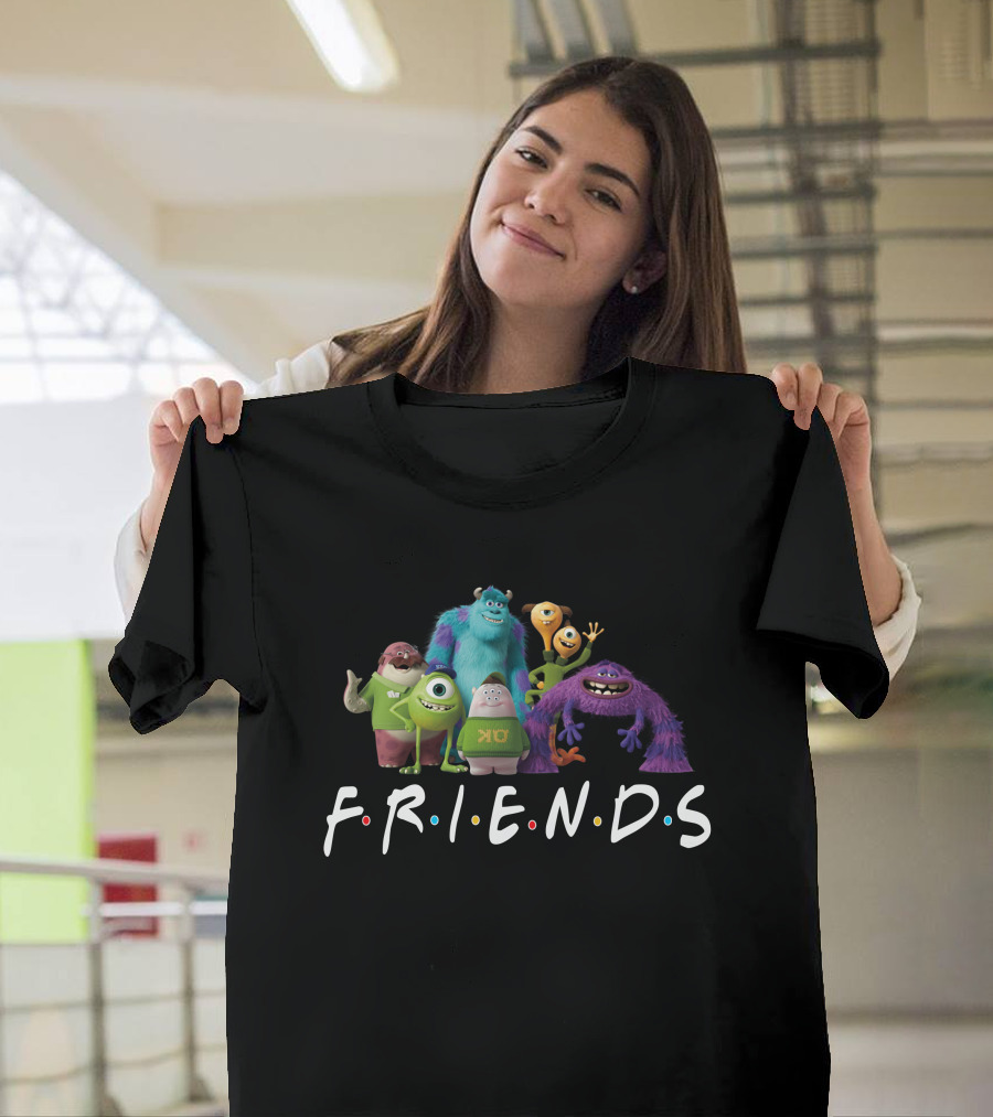 Monsters University Characters with Friends Television Show Style Letters T-Shirt