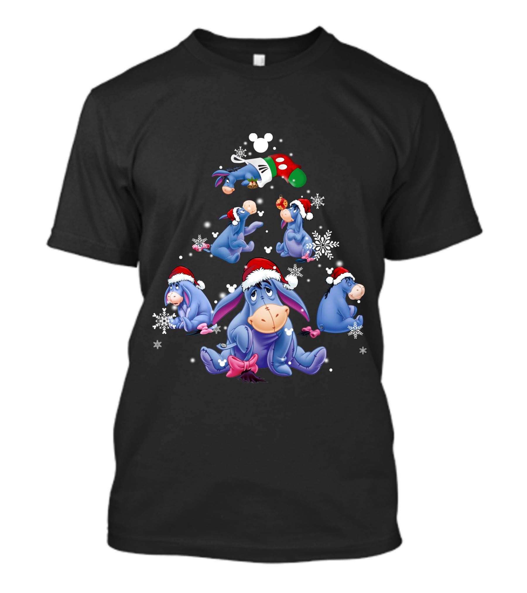 Eeyore Santa Hat Christmas Snowflakes Disney Holiday Magic T-Shirt