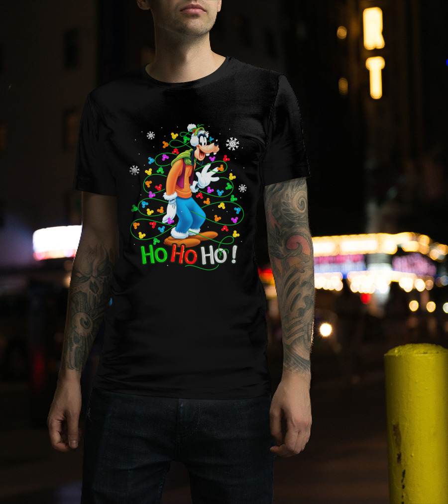 Goofy Ho Ho Ho Christmas Lights Fun Snowflakes T-Shirt