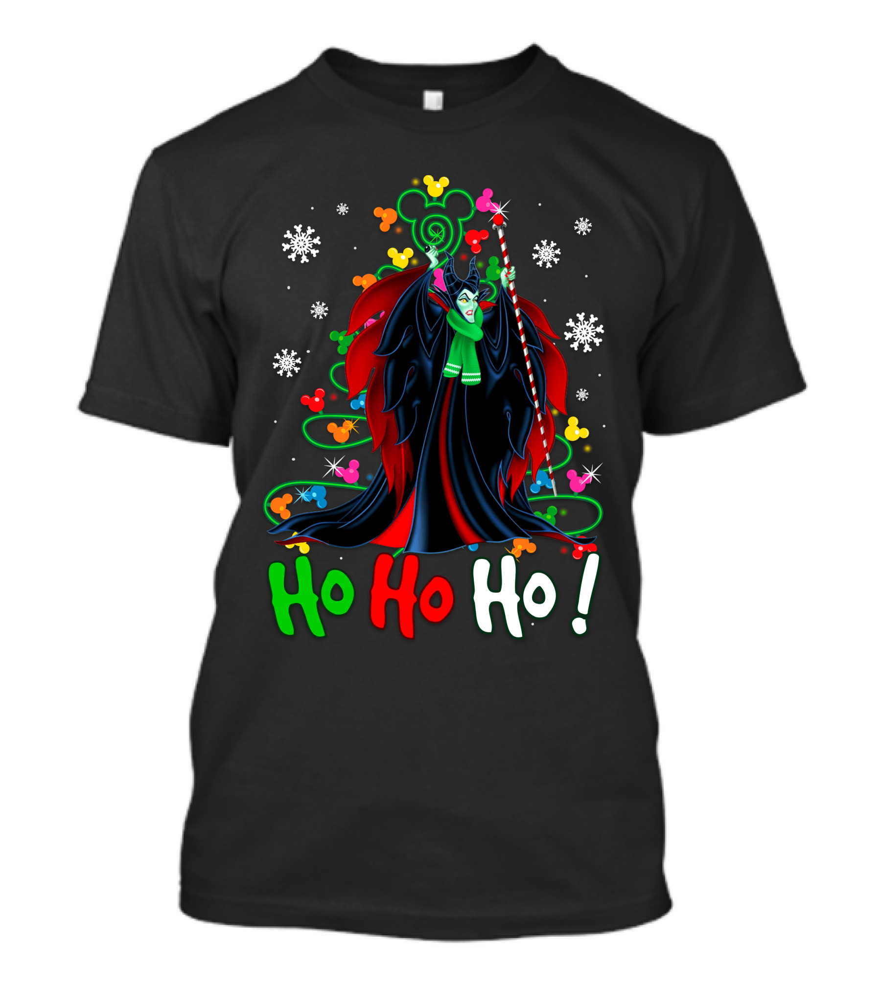 Maleficent Disney Mickey Christmas Ho Ho Ho Snowflakes Festival T-Shirt