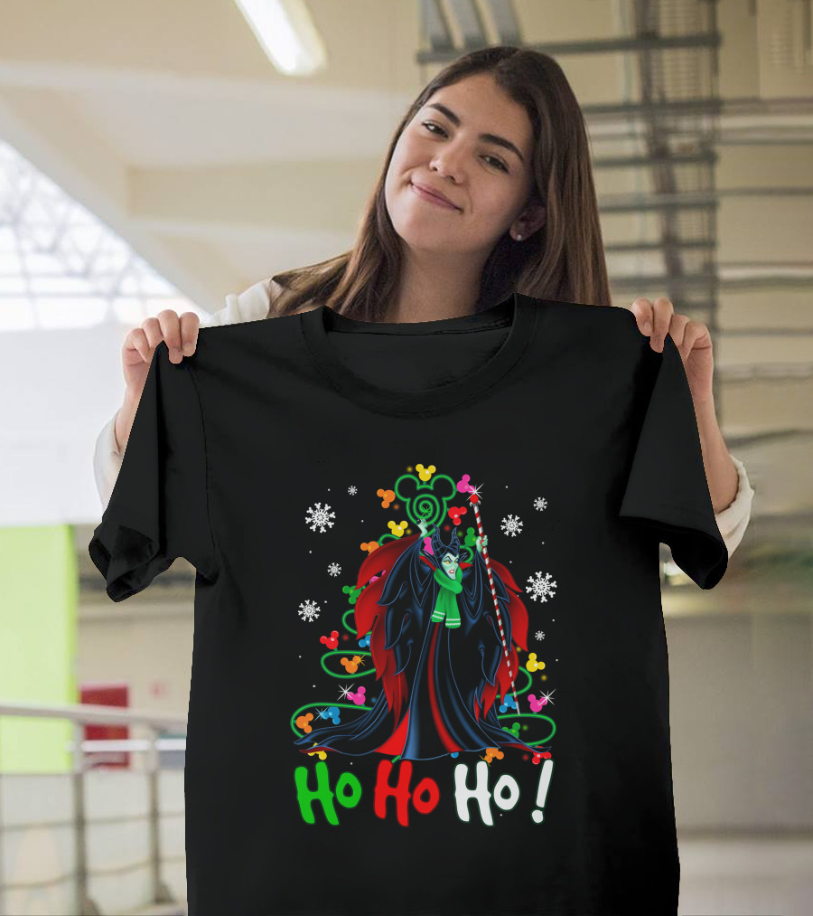 Maleficent Disney Mickey Christmas Ho Ho Ho Snowflakes Festival T-Shirt