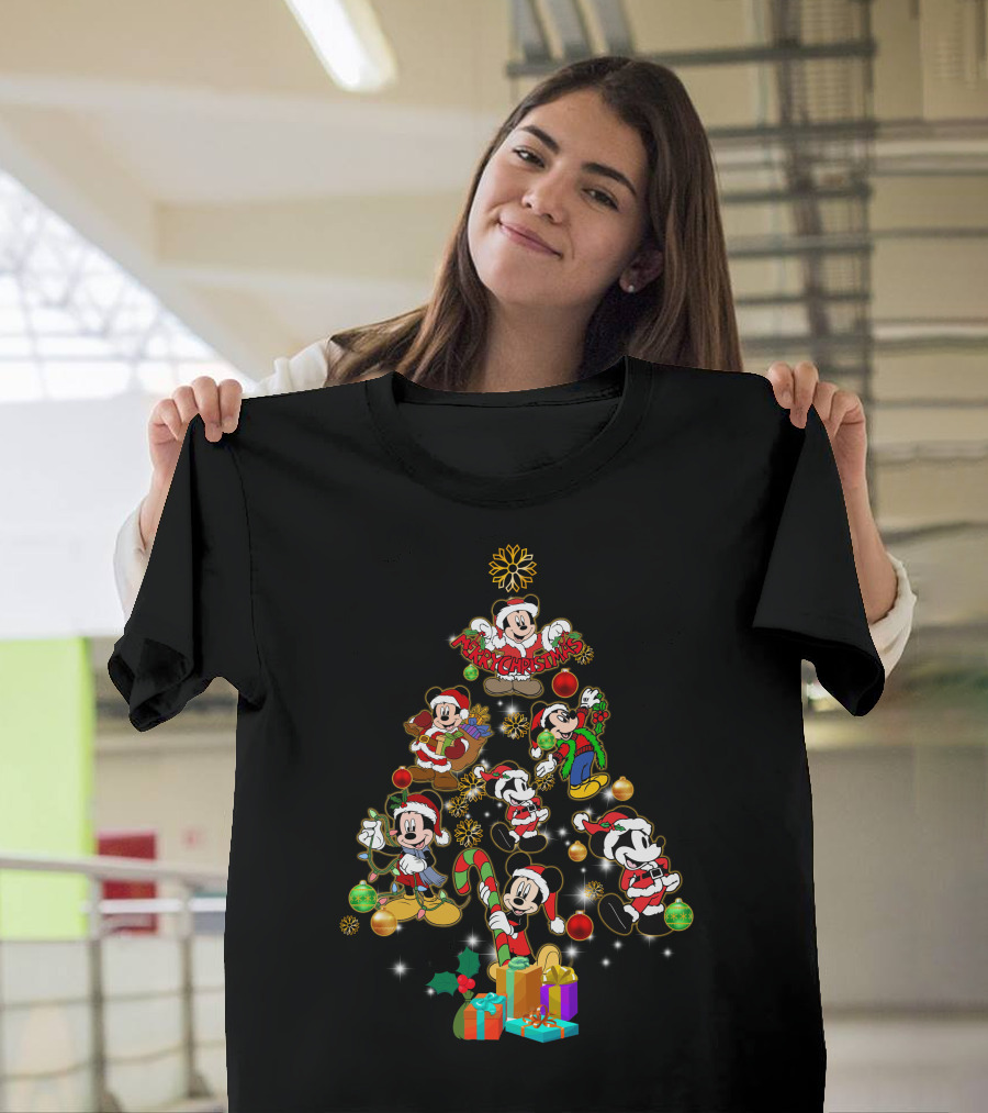 MK Christmas Tree Mickey Characters Holiday T-Shirt