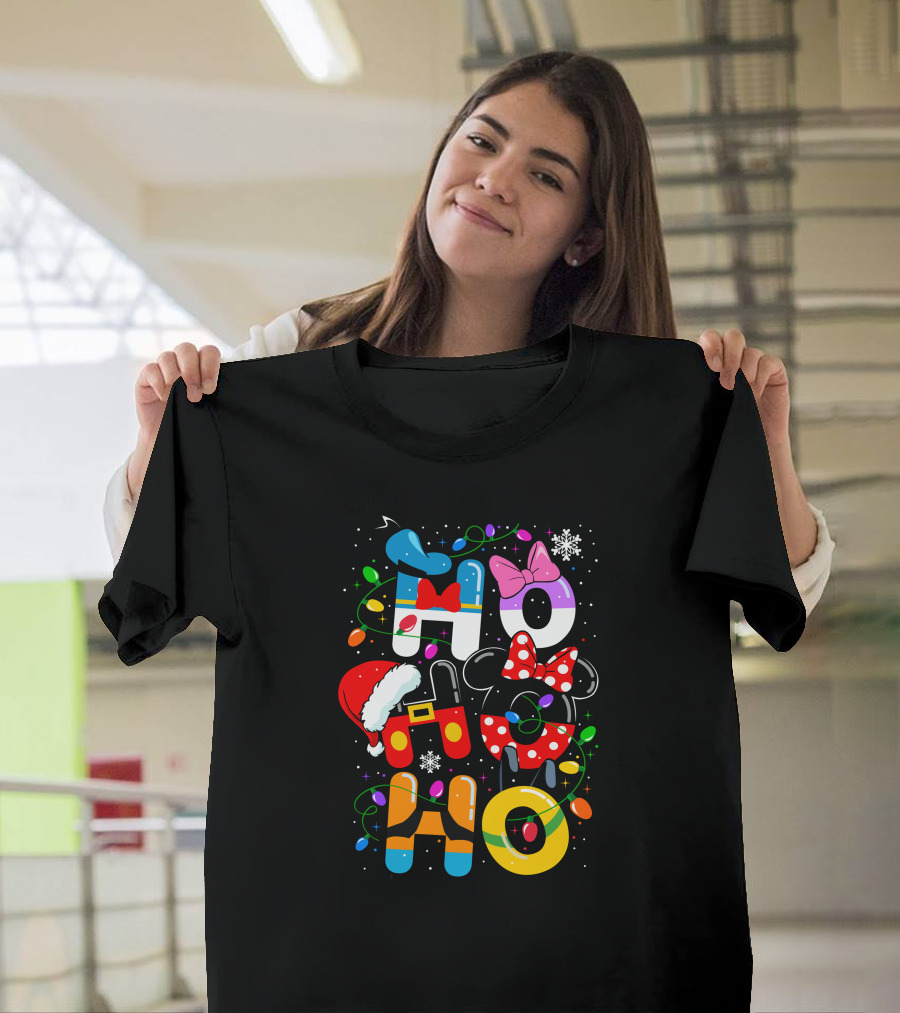MK HHH Christmas Disney Characters Holiday Ho Ho Ho T-Shirt
