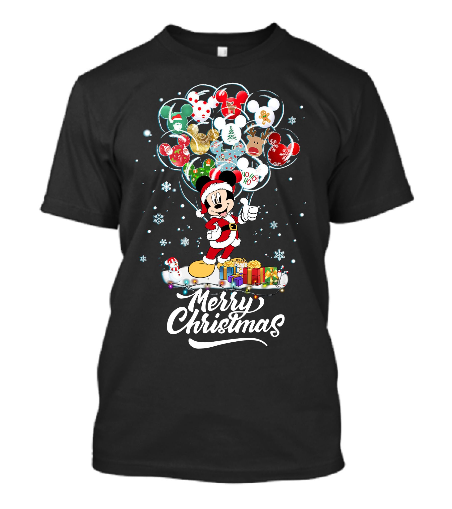 Mickey Christmas Balloons Holiday T-Shirt