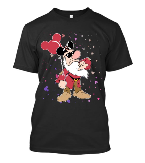 Grumpy With Mouse Ears Balloon And Confetti T-Shirt