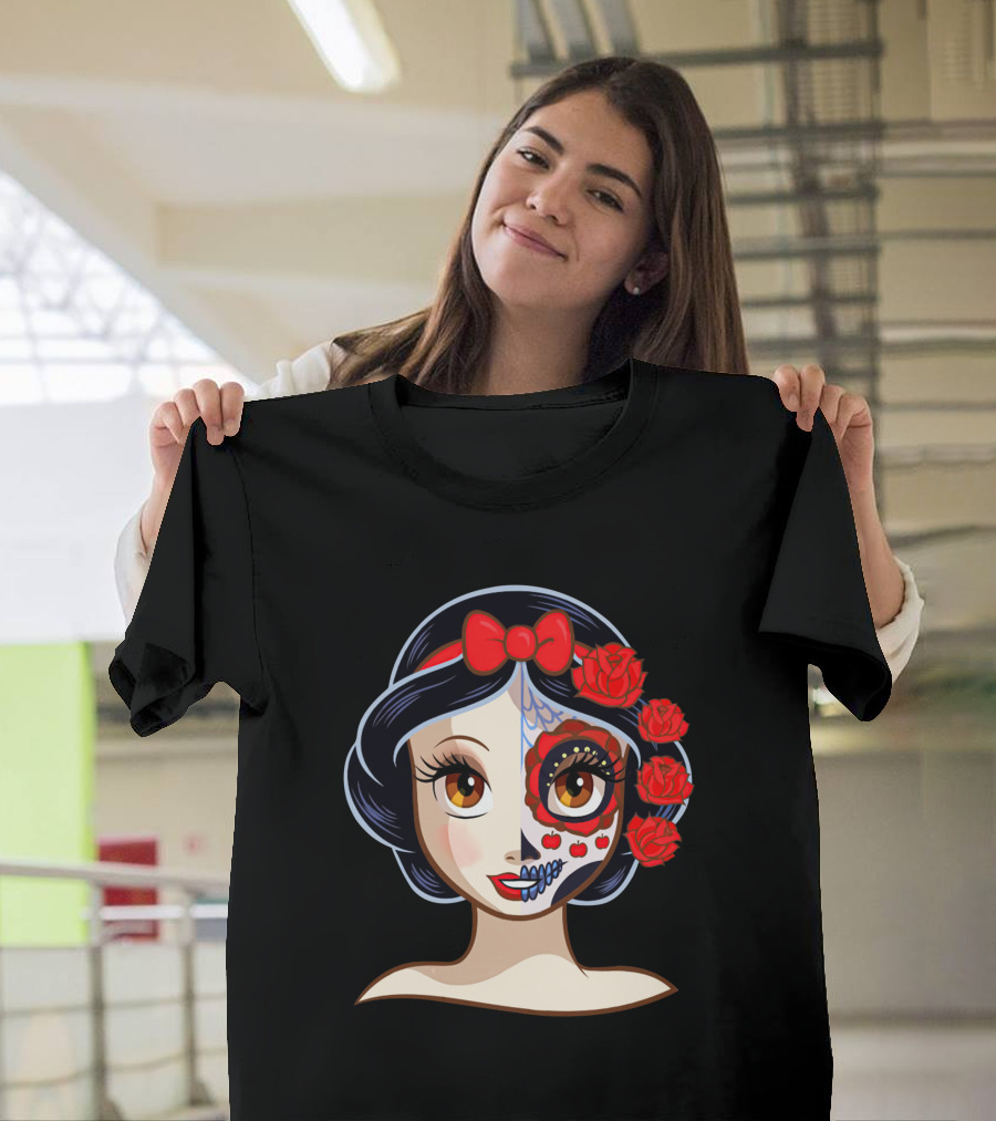 Snow White Sugar Skull Roses T-Shirt