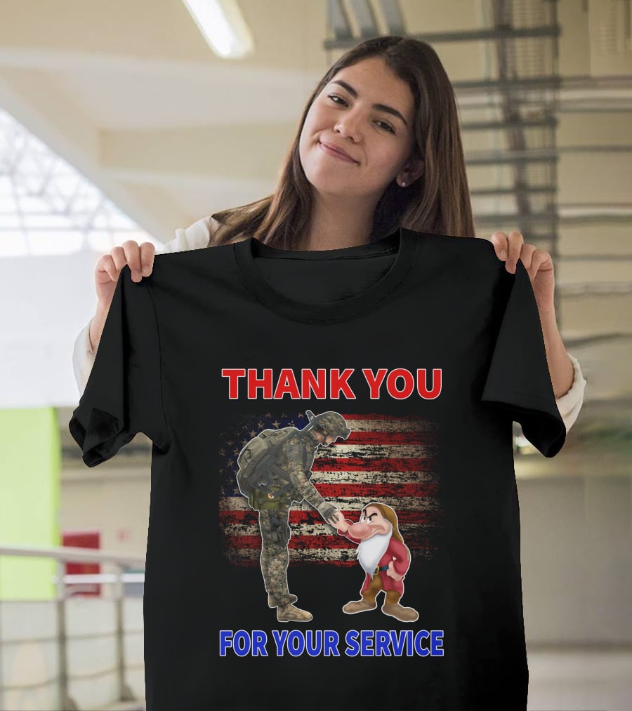 THANK YOU FOR YOUR SERVICE Grumpy Soldier And Patriotic Flag T-Shirt