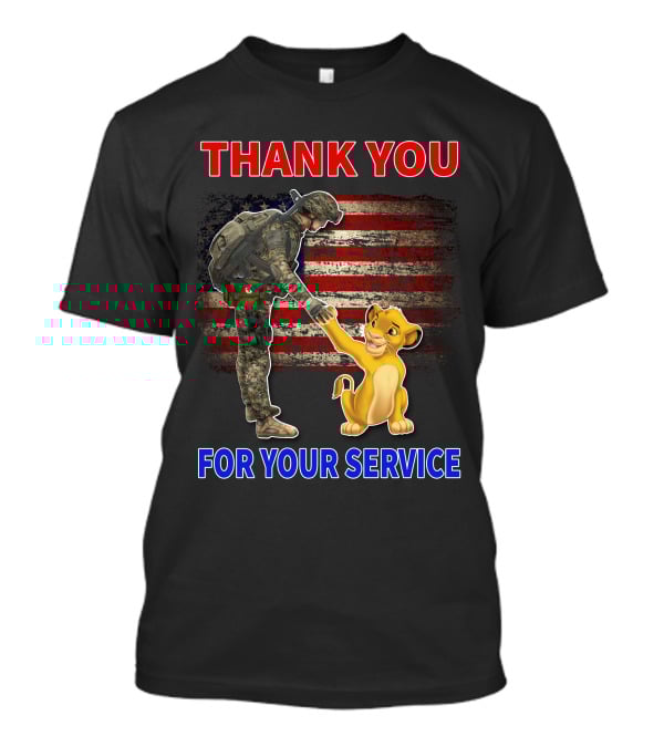 Thank You For Your Service Simba Soldier American Flag T-Shirt